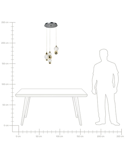  3 Light Pendant Lamp SORA LED Glass Gold
