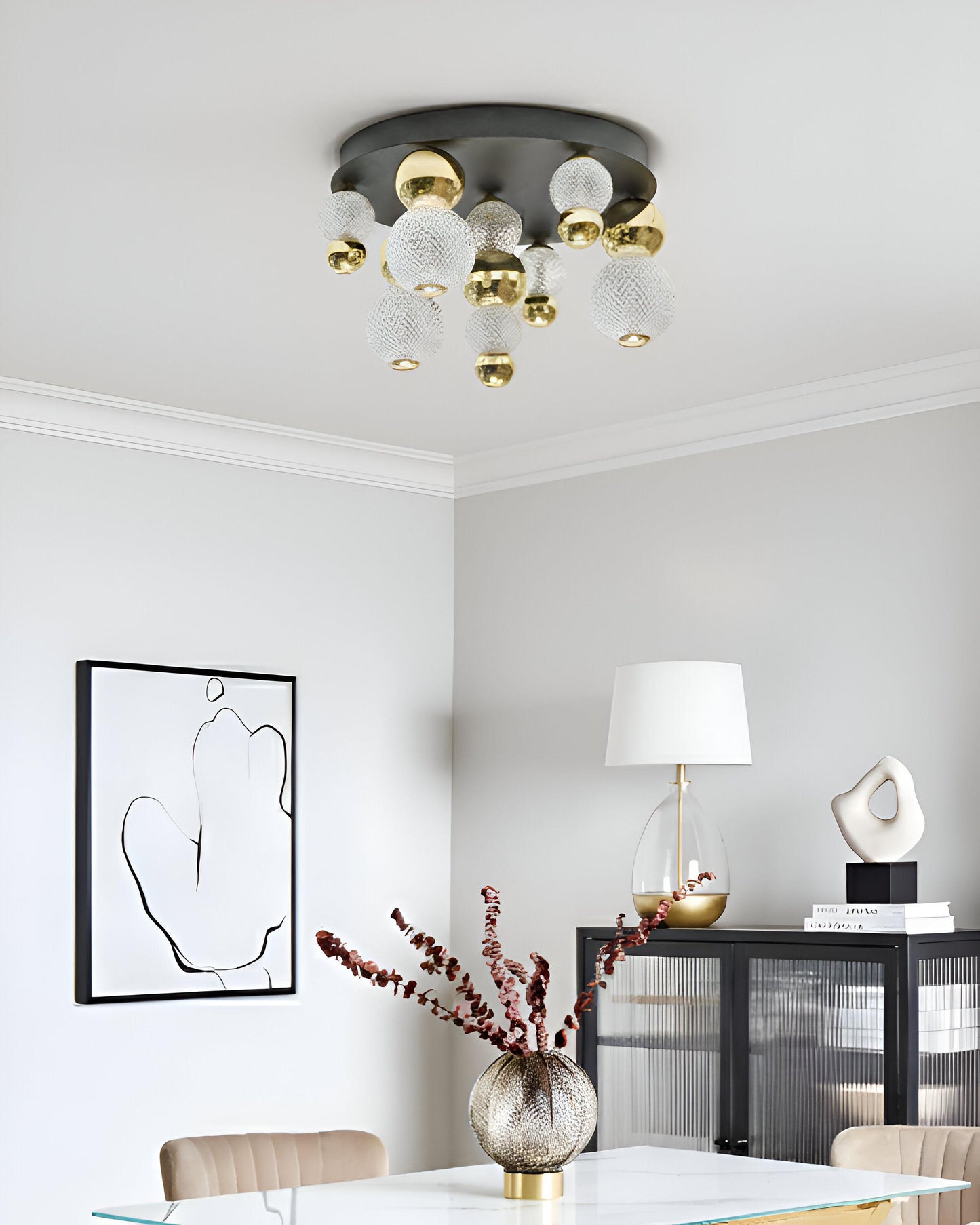  LED Ceiling Lamp SORA Glass Gold