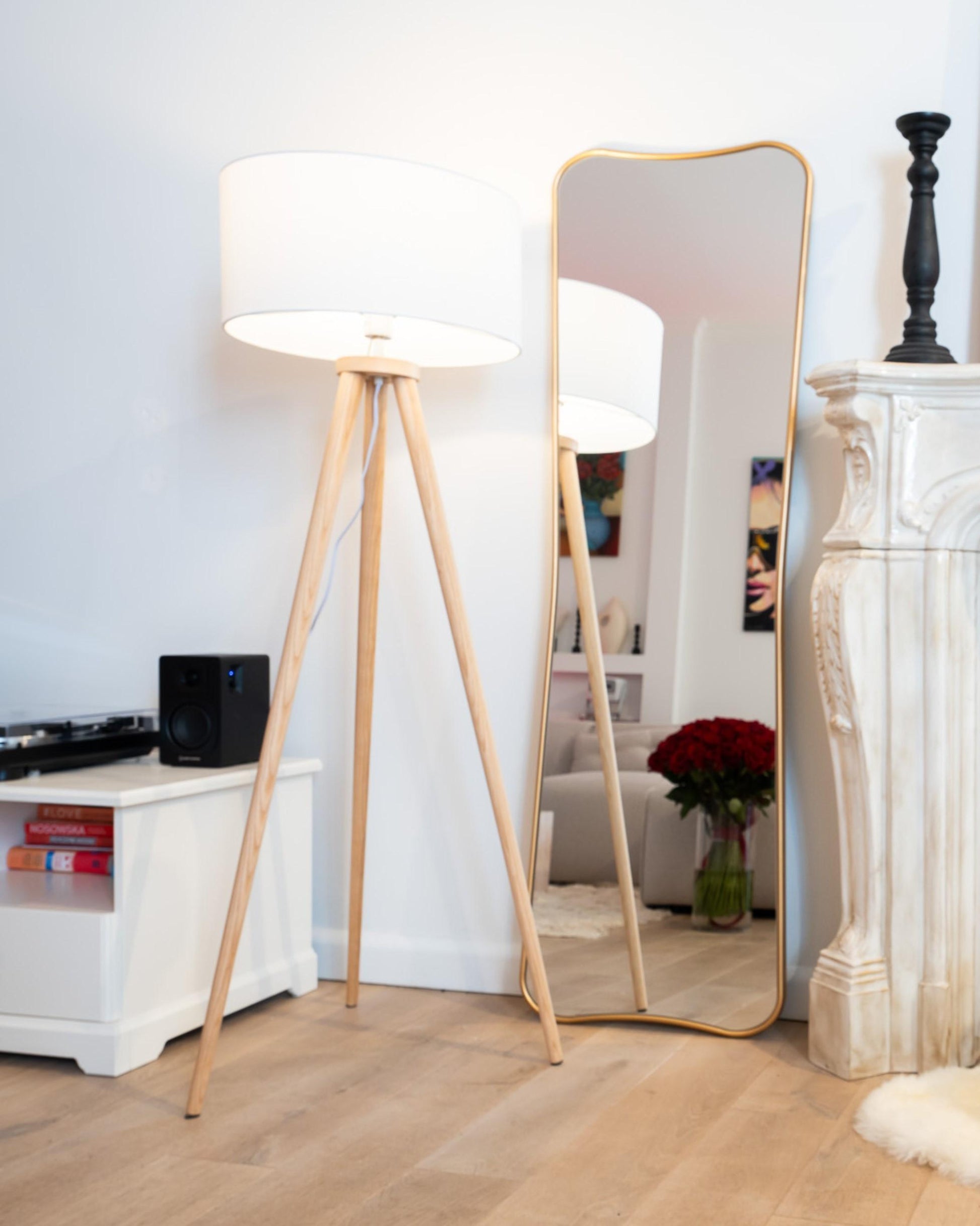  Floor Lamp NITRA Oak Wood White