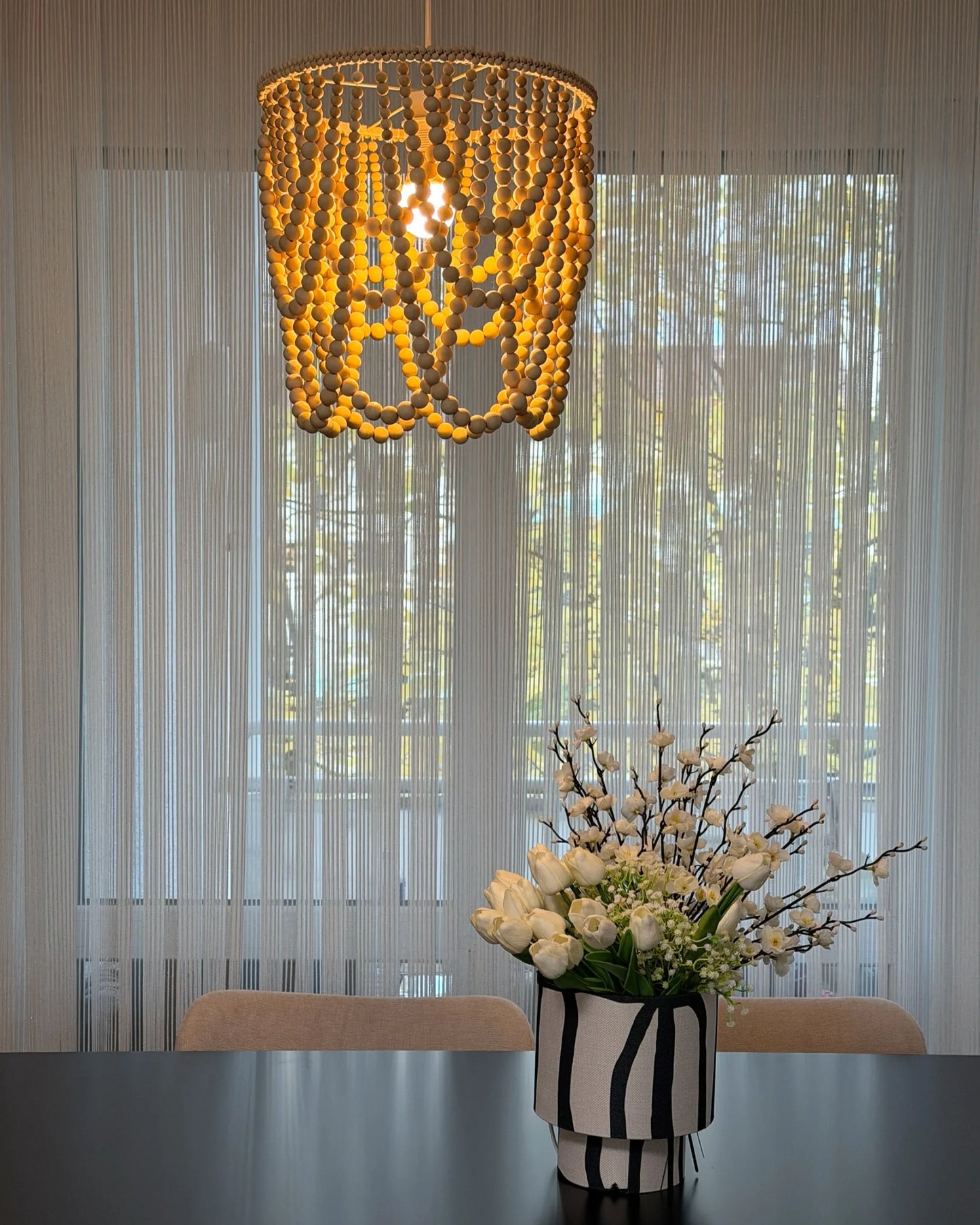  Chandelier PUSWELI Wood Light Brown