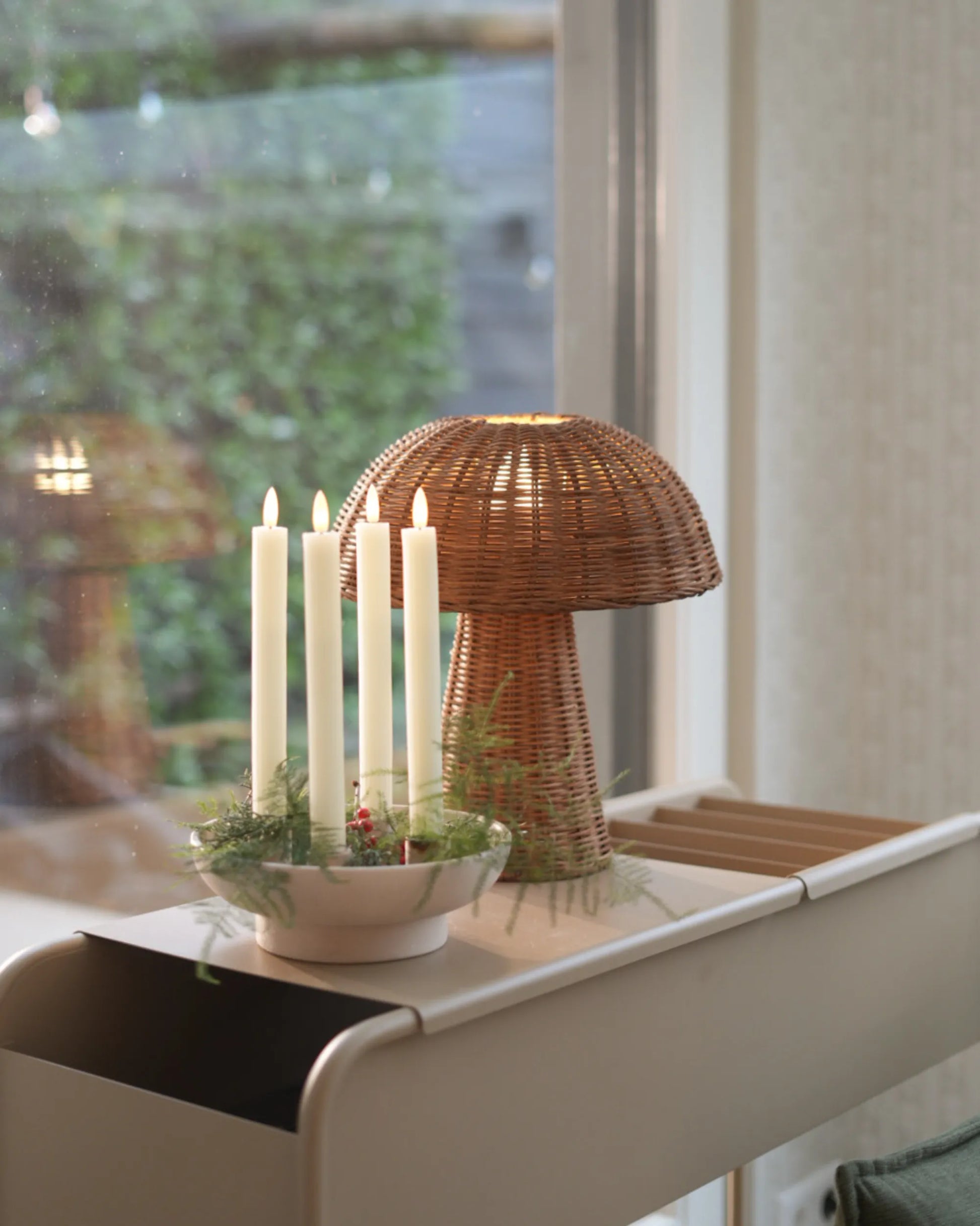  Table Lamp Mushroom ALERO Rattan Natural