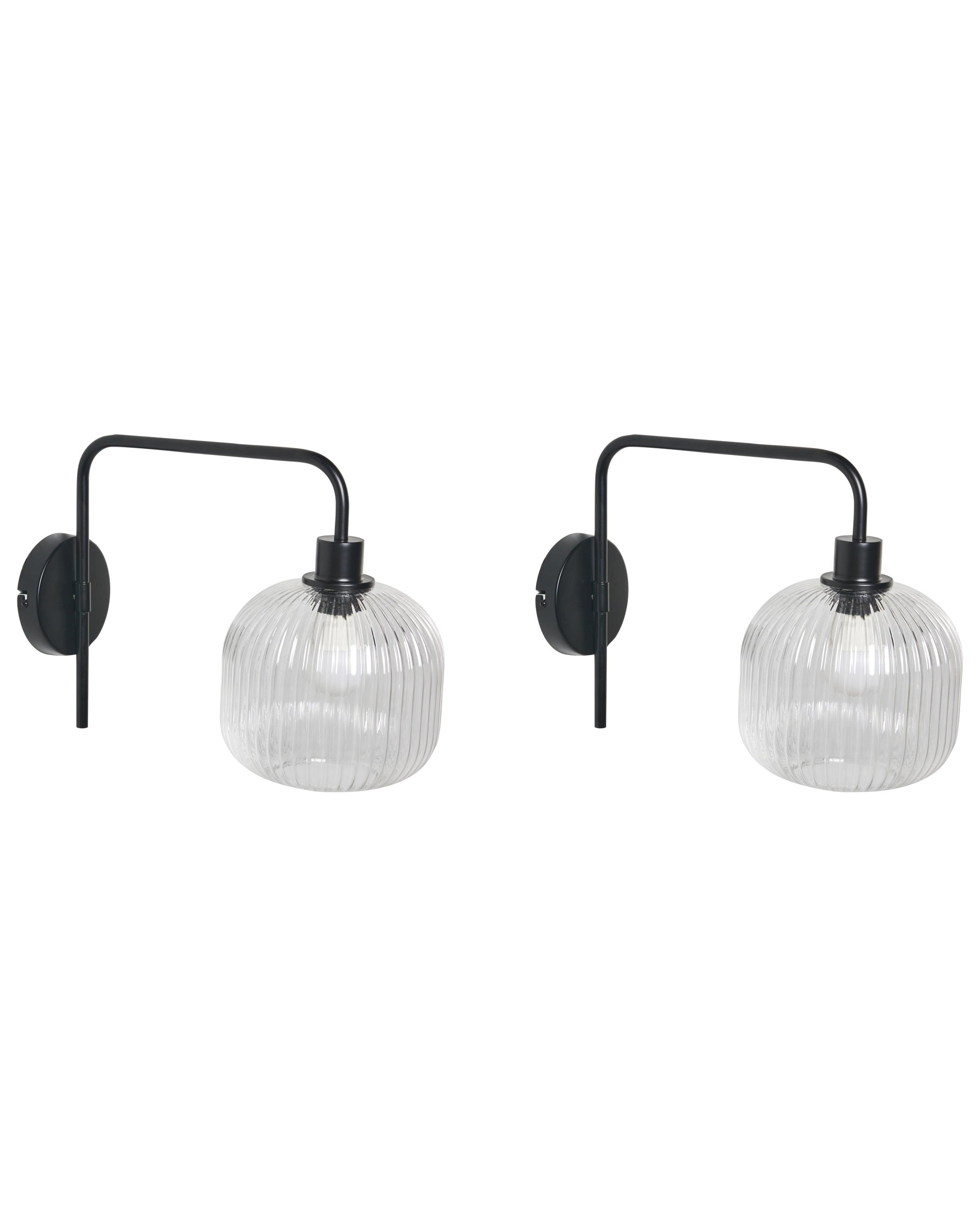  Set Of 2 Wall Lamps COMAPALA Metal Black
