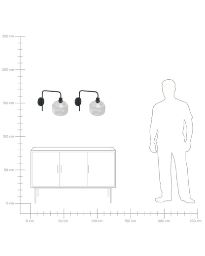  Set Of 2 Wall Lamps COMAPALA Metal Black
