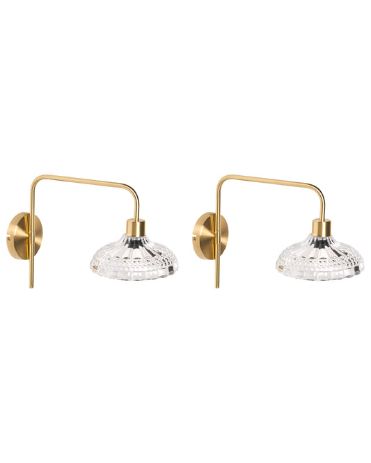 Set Of 2 Wall Lamps MOLINO Metal Gold
