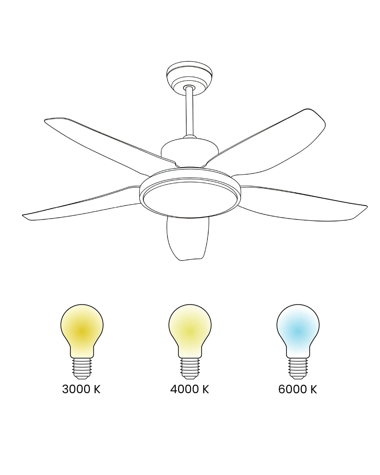  Ceiling Fan With Light LOUVET With Remote LED Black
