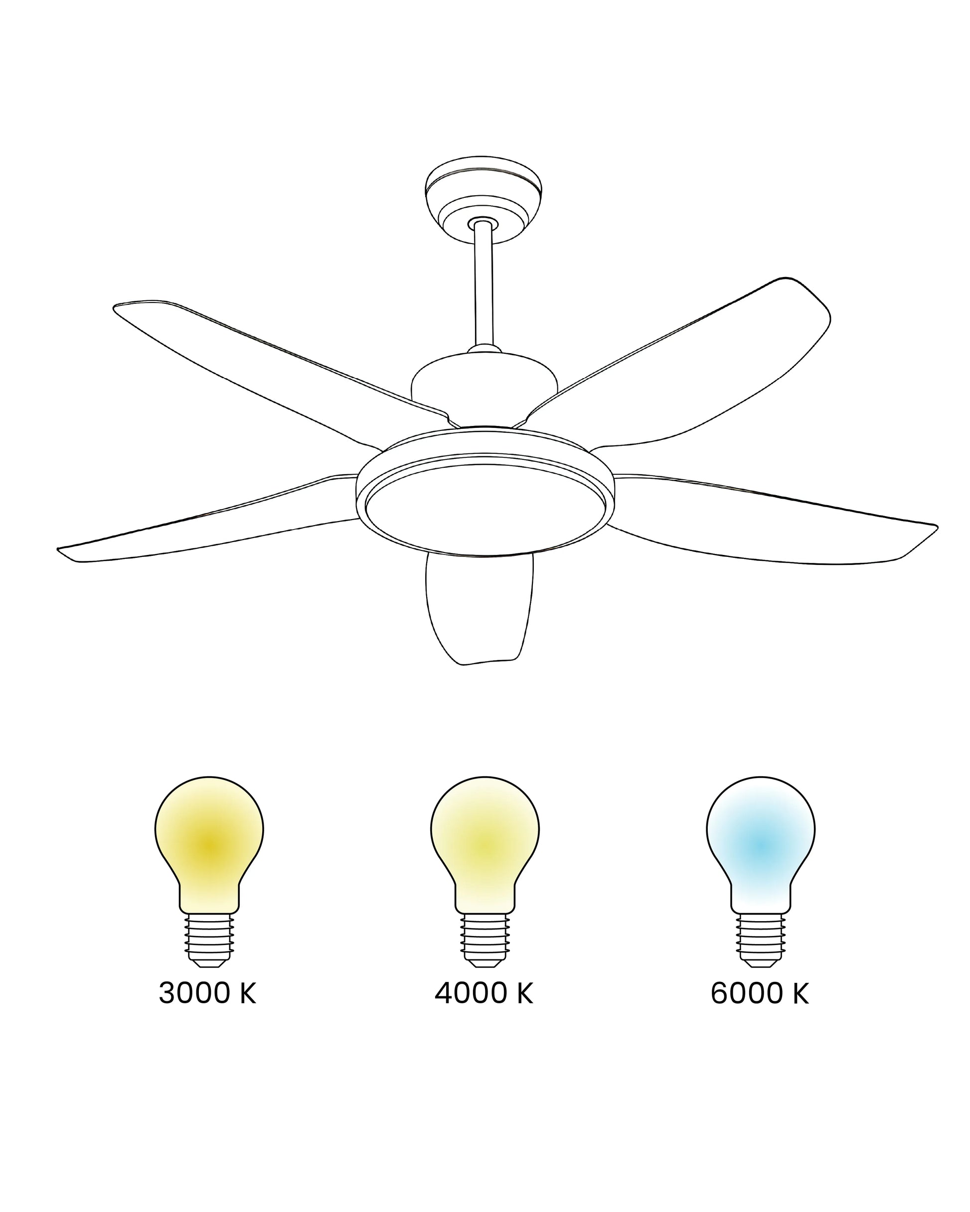  Ceiling Fan With Light LOUVET With Remote LED Black