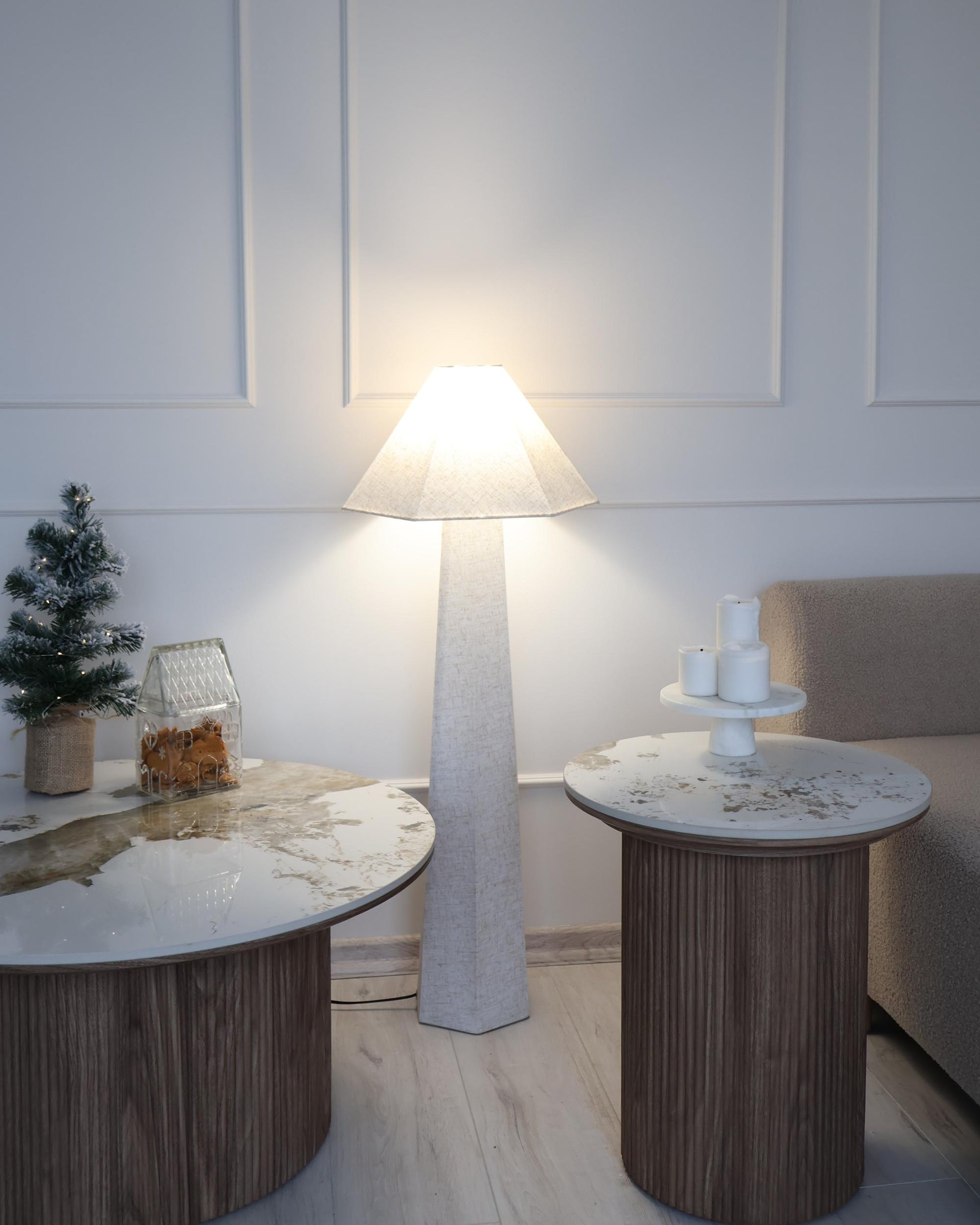  Floor Lamp DEMBI Faux Linen Light Beige