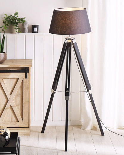  Floor Lamp MADEIRA Pine Wood Black