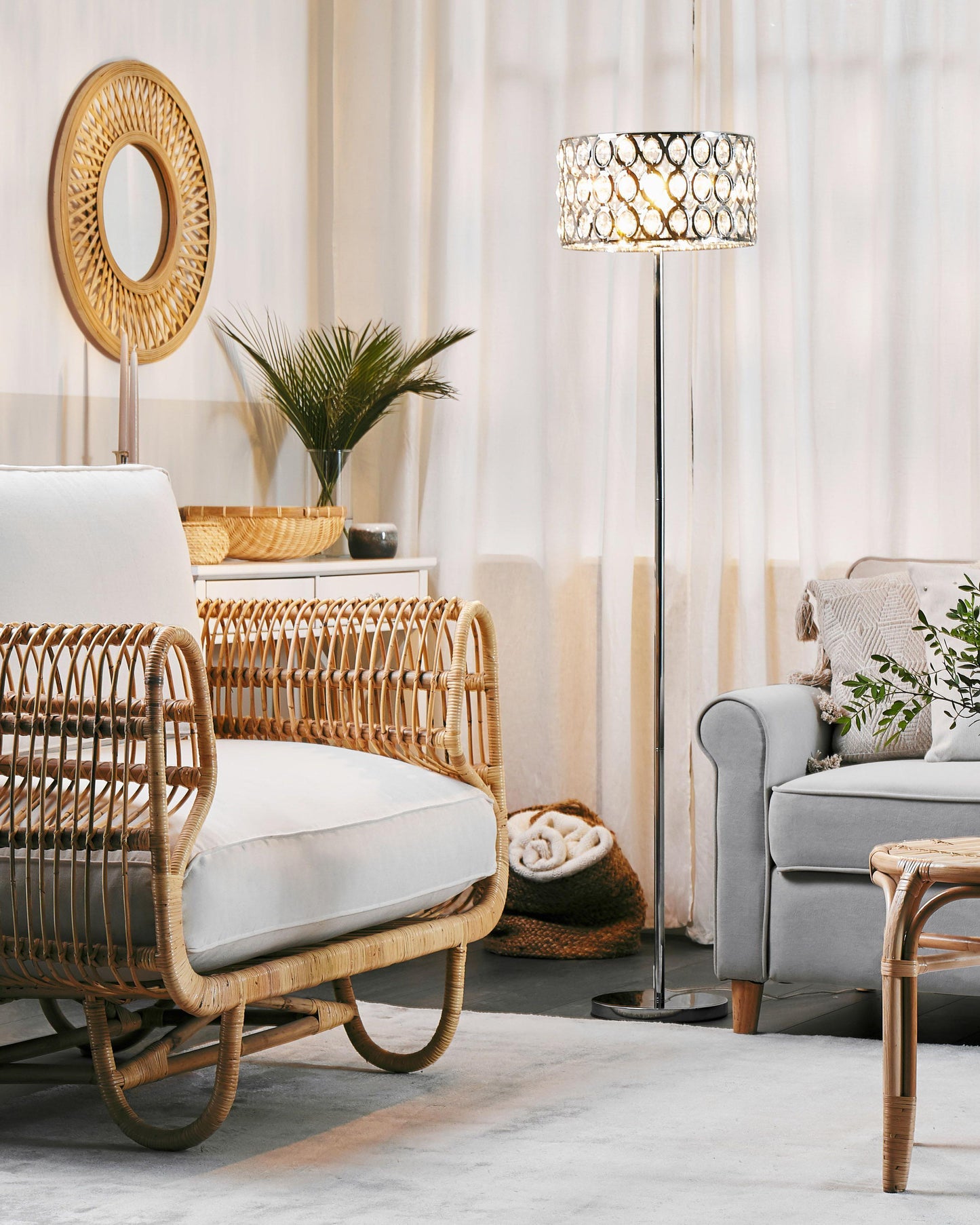  Floor Lamp TENNA Crystal Silver