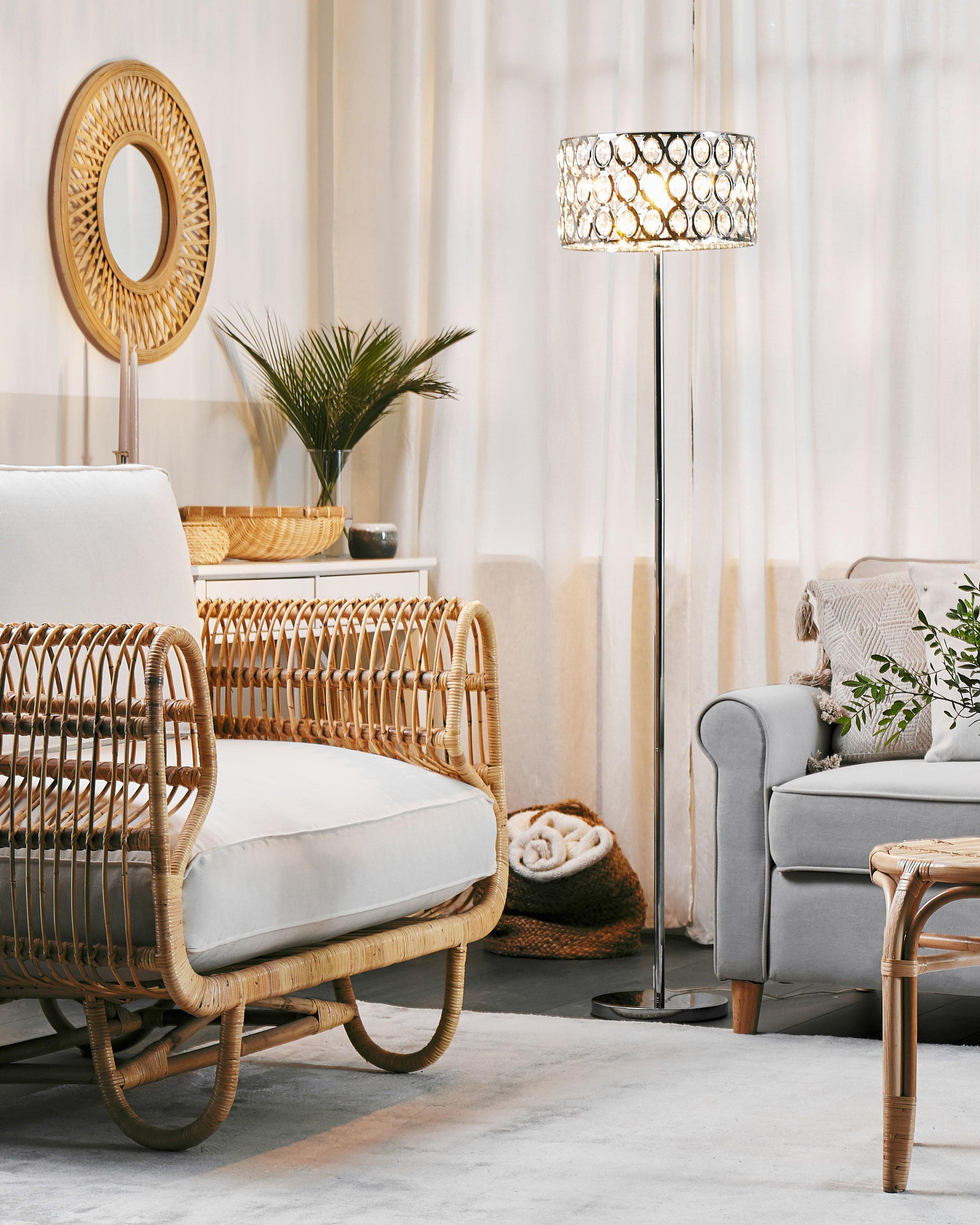  Floor Lamp TENNA Crystal Silver
