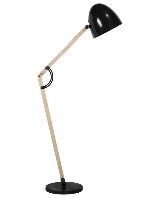  Floor Lamp HETTON Adjustable Oak Wood Black