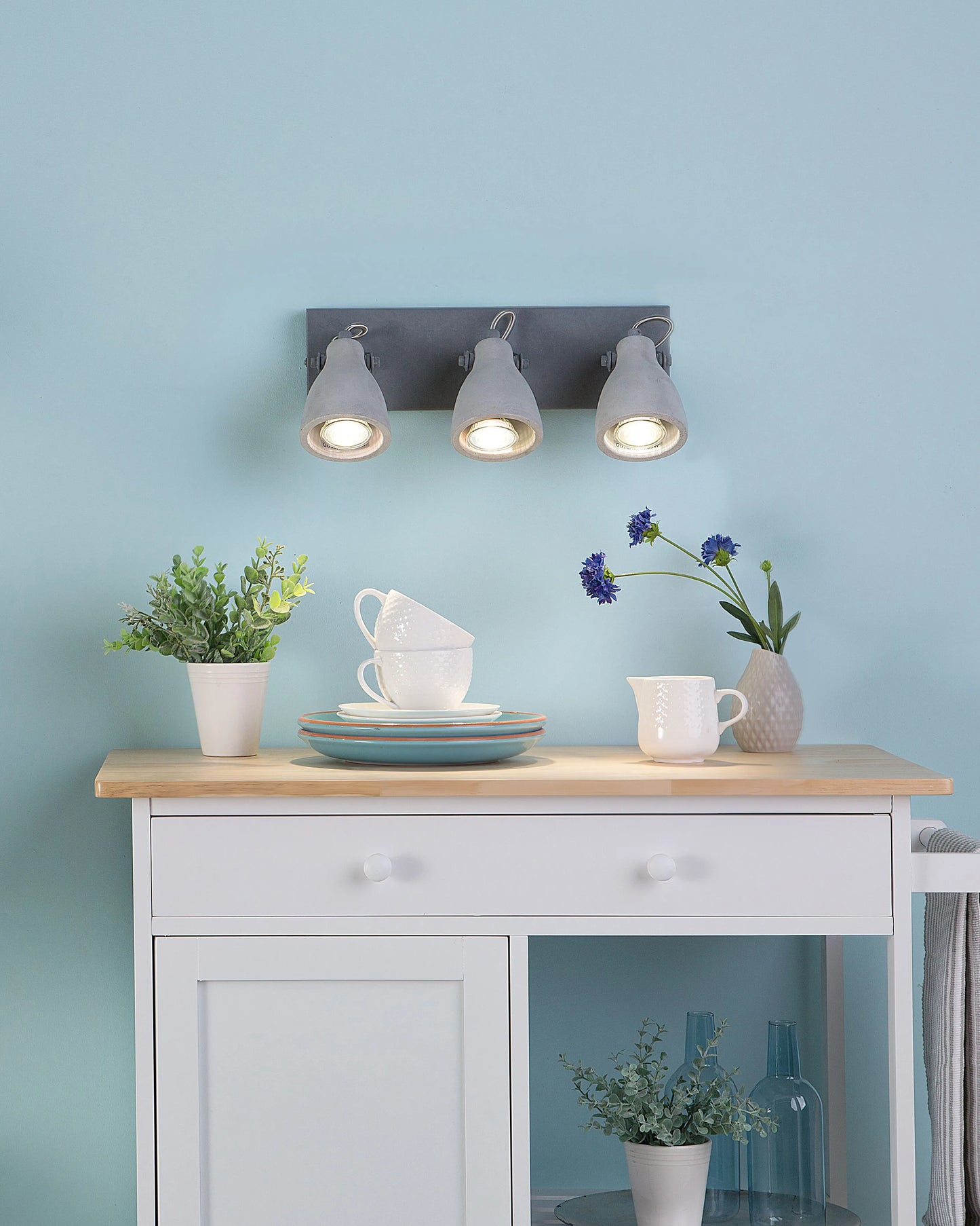  3 Light Spotlight MISTAGO Adjustable Concrete Grey