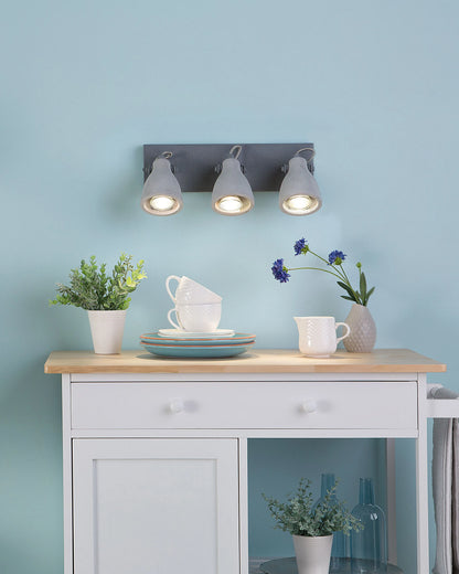  3 Light Spotlight MISTAGO Adjustable Concrete Grey