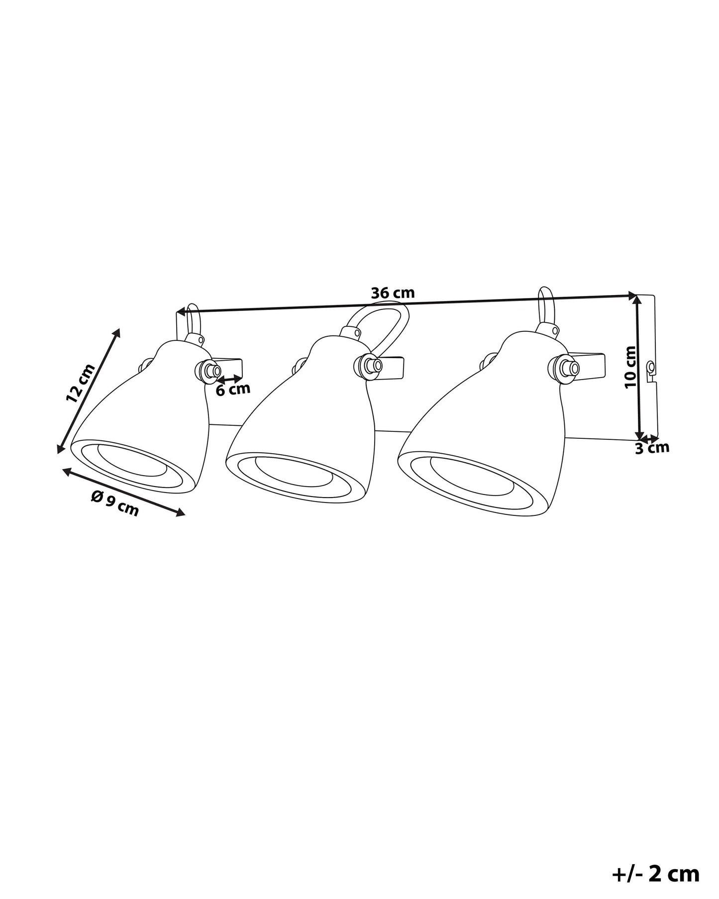  3 Light Spotlight MISTAGO Adjustable Concrete Grey