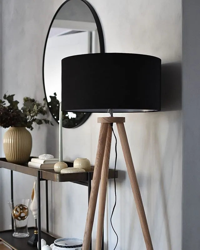  Floor Lamp NITRA Oak Wood Black