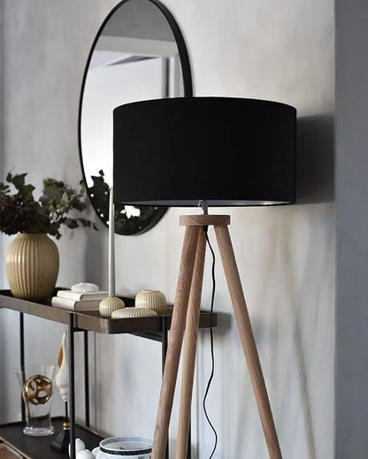  Floor Lamp NITRA Oak Wood Black
