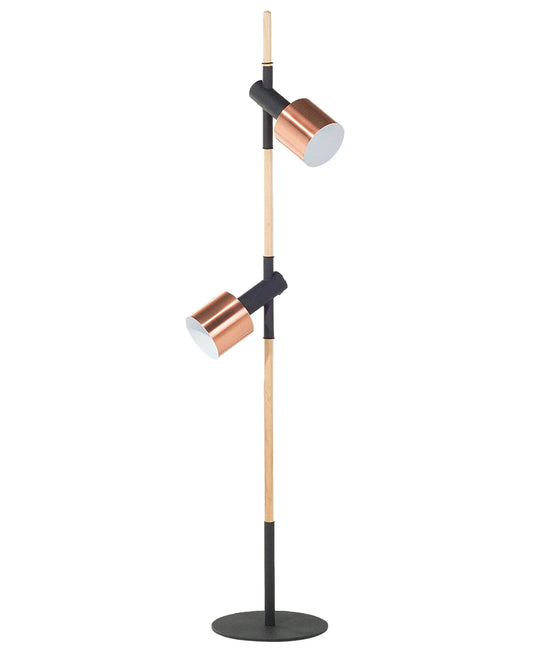  Floor Lamp OWENS Adjustable Oak Wood Black
