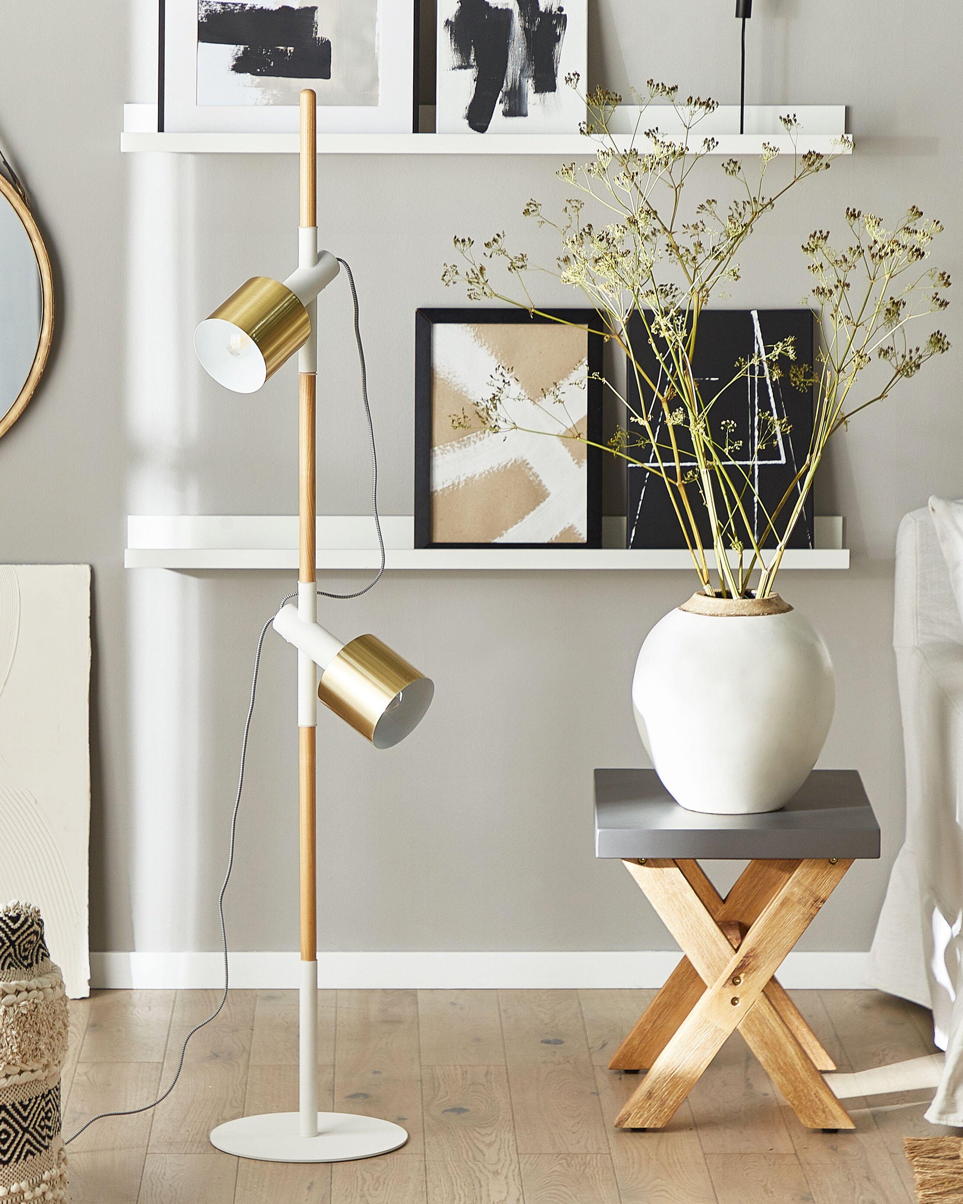  Floor Lamp OWENS Adjustable Ash Wood White