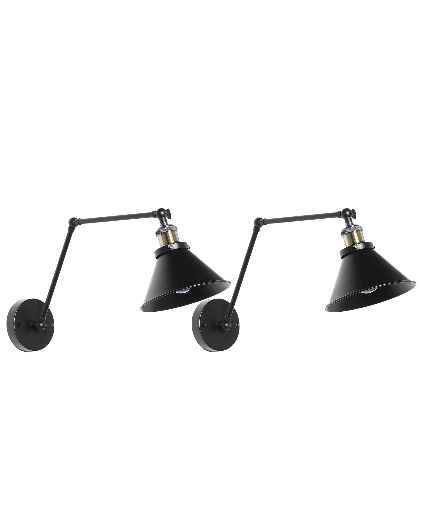  Set Of 2 Wall Lamps NARVA Adjustable Metal Black