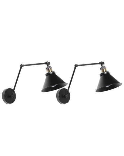  Set Of 2 Wall Lamps NARVA Adjustable Metal Black