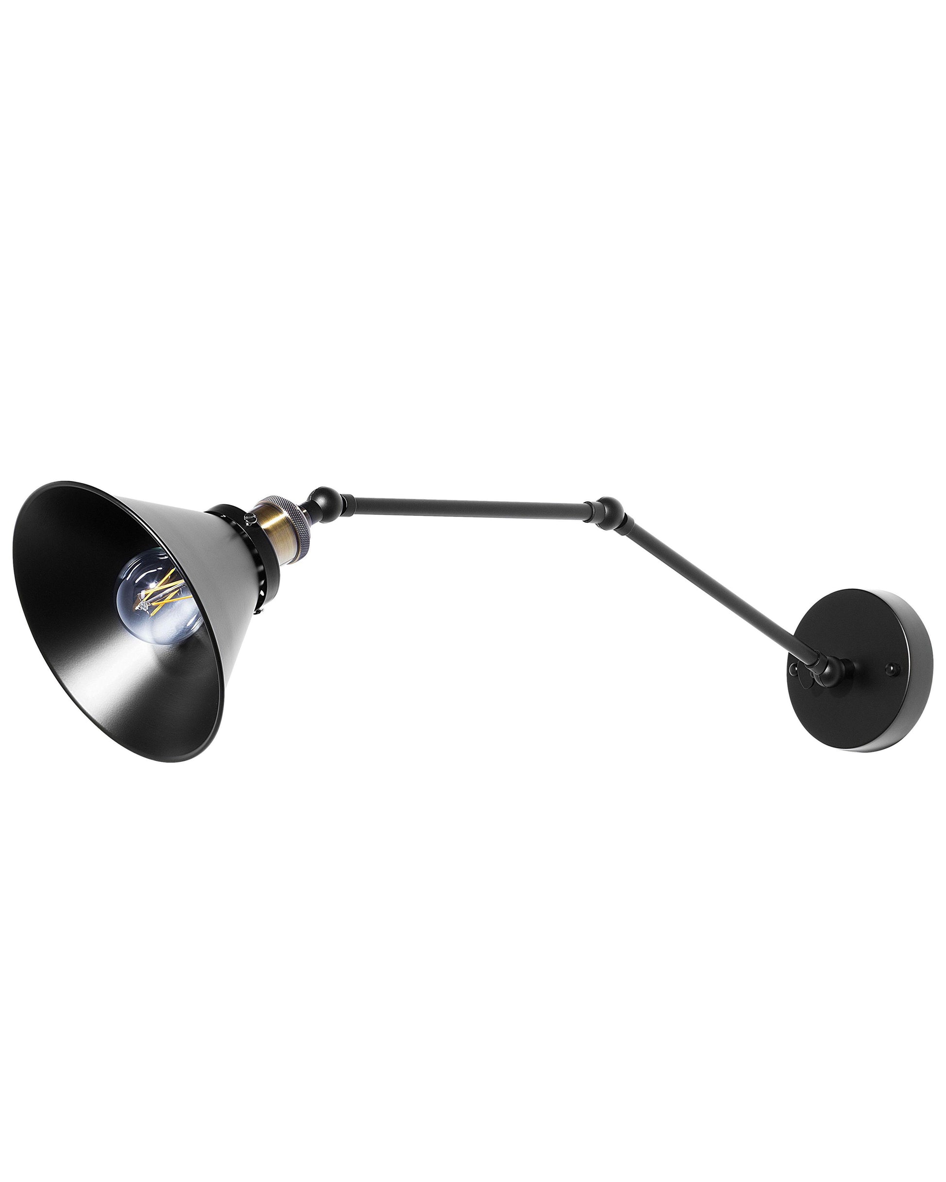  Set Of 2 Wall Lamps NARVA Adjustable Metal Black