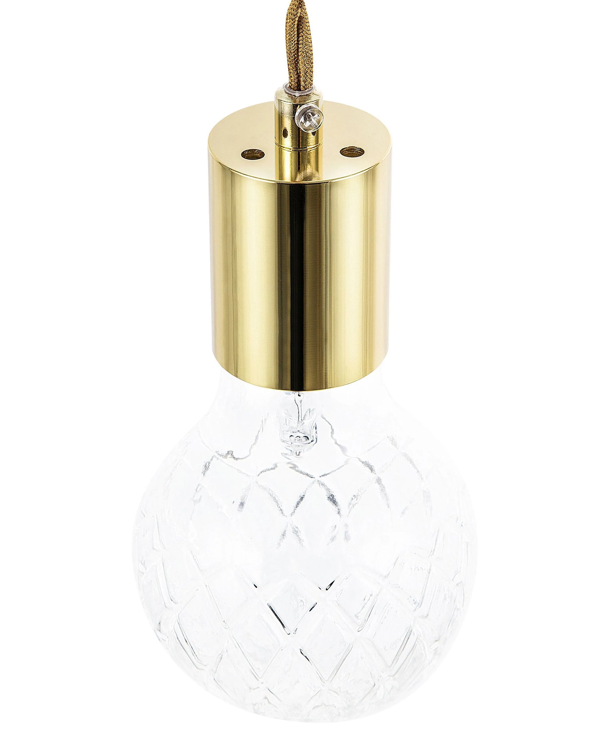  Set Of 2 Pendant Lamps ANZA Glass Gold