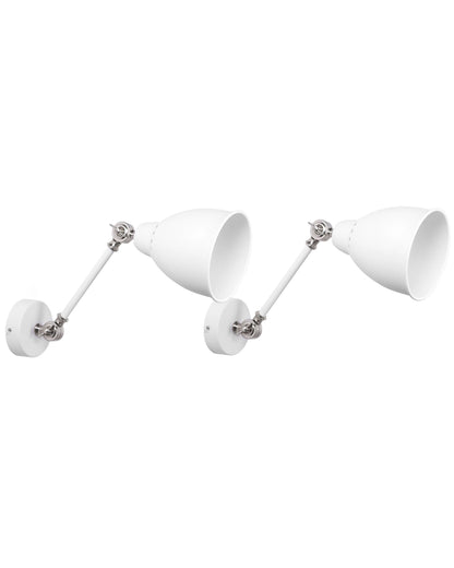  Set Of 2 Wall Lamps MISSISSIPPI Adjustable Metal White
