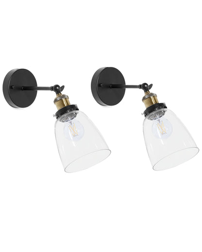  Set Of 2 Wall Lamps LOVAT Adjustable Metal Transparent Black