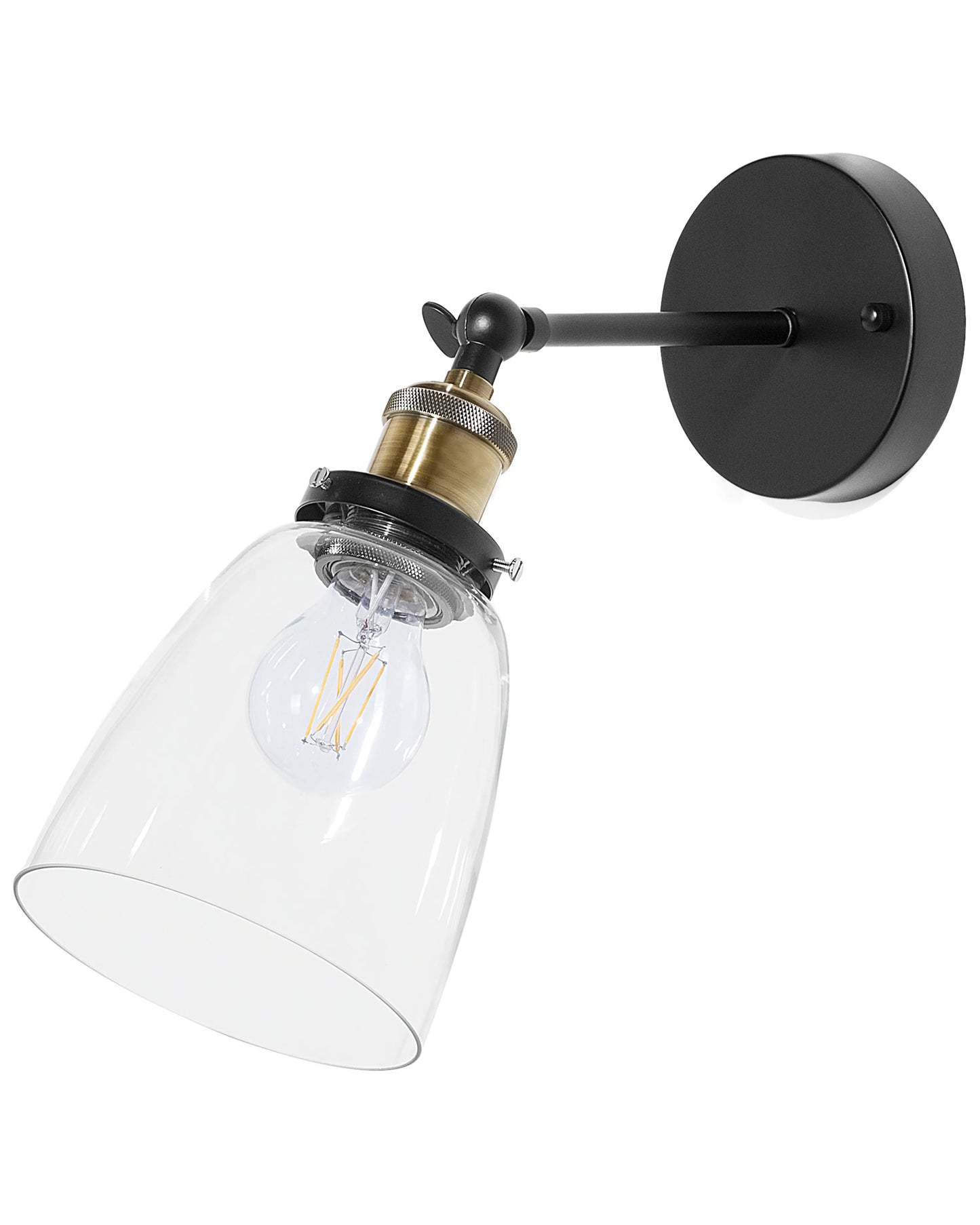  Set Of 2 Wall Lamps LOVAT Adjustable Metal Transparent Black