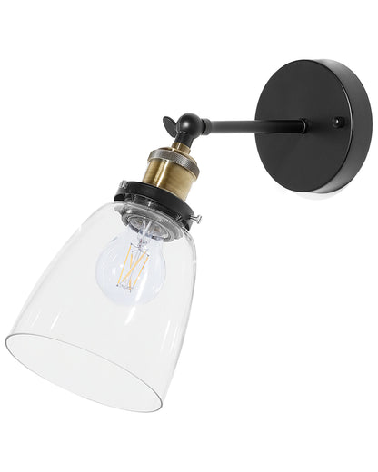  Set Of 2 Wall Lamps LOVAT Adjustable Metal Transparent Black