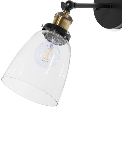  Set Of 2 Wall Lamps LOVAT Adjustable Metal Transparent Black