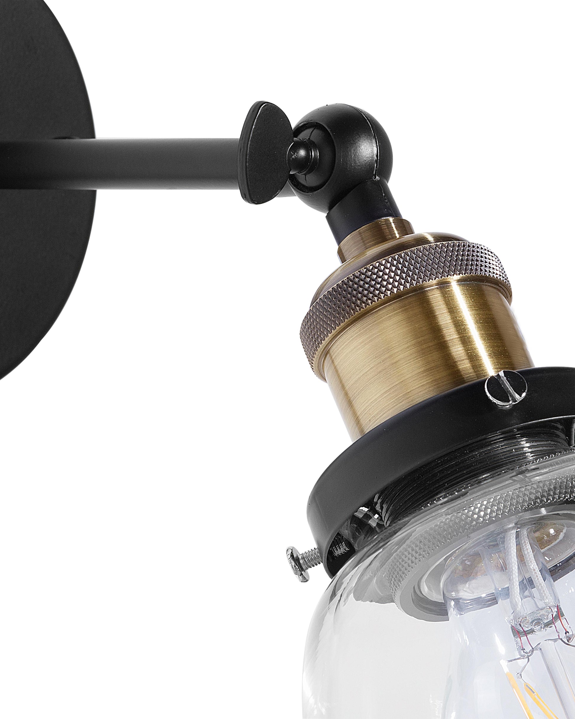  Set Of 2 Wall Lamps LOVAT Adjustable Metal Transparent Black