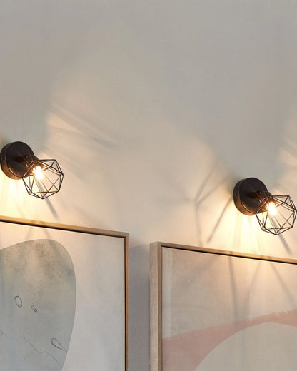  Set Of 2 Spotlight Lamps ERMA Adjustable Metal Black