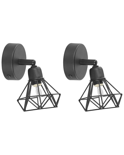  Set Of 2 Spotlight Lamps ERMA Adjustable Metal Black