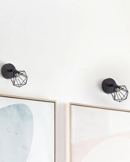  Set Of 2 Spotlight Lamps ERMA Adjustable Metal Black