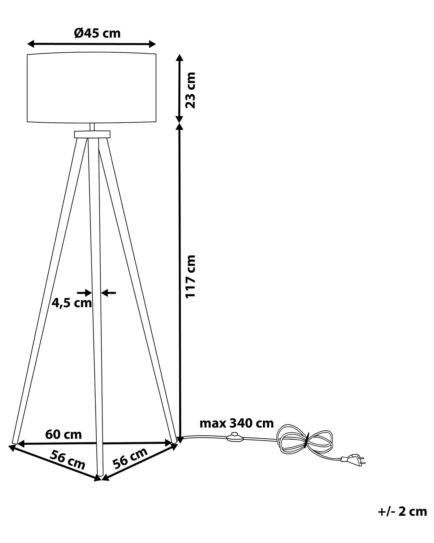  Floor Lamp NITRA Oak Wood Black