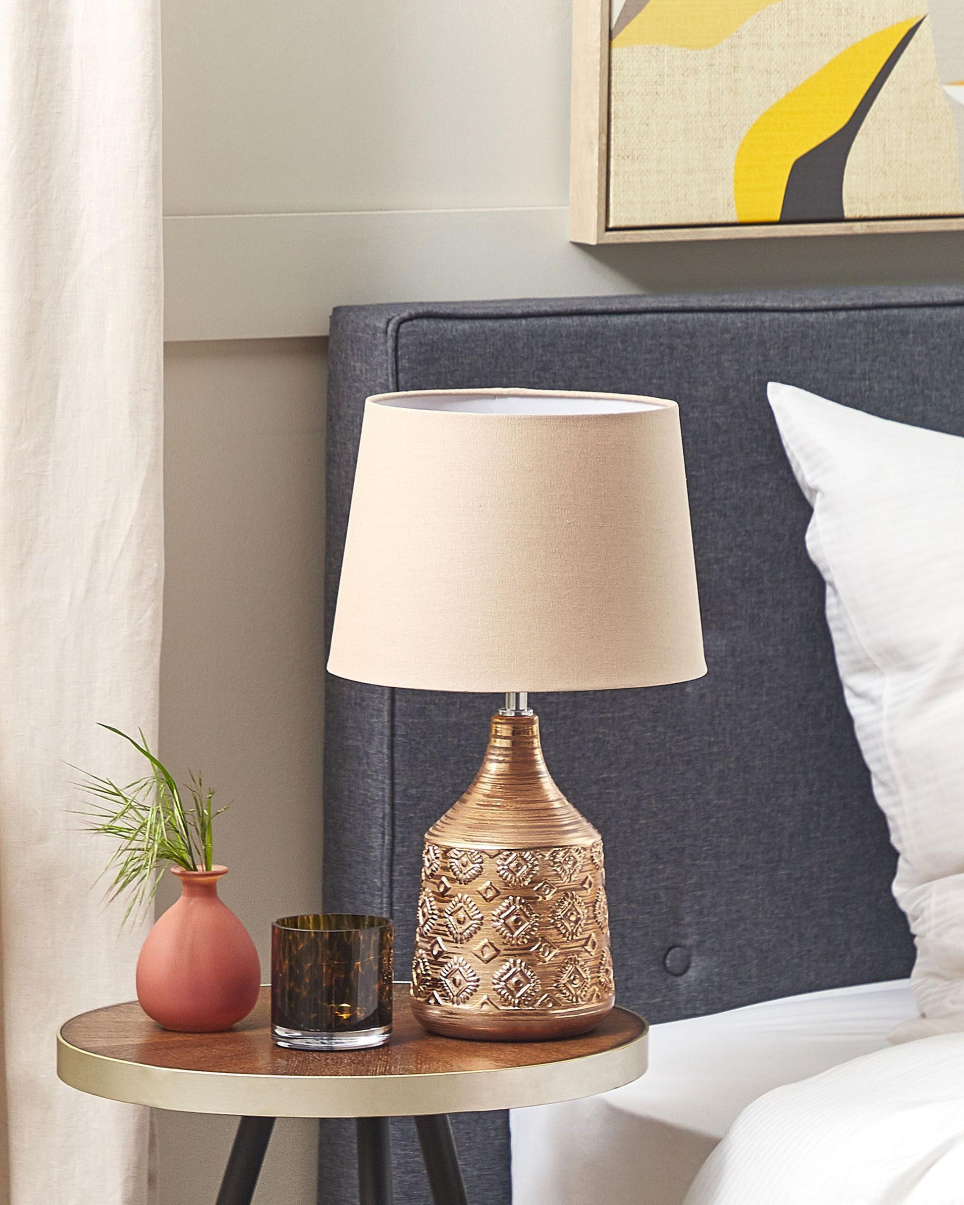  Table Lamp WARI Ceramic Golden Brown