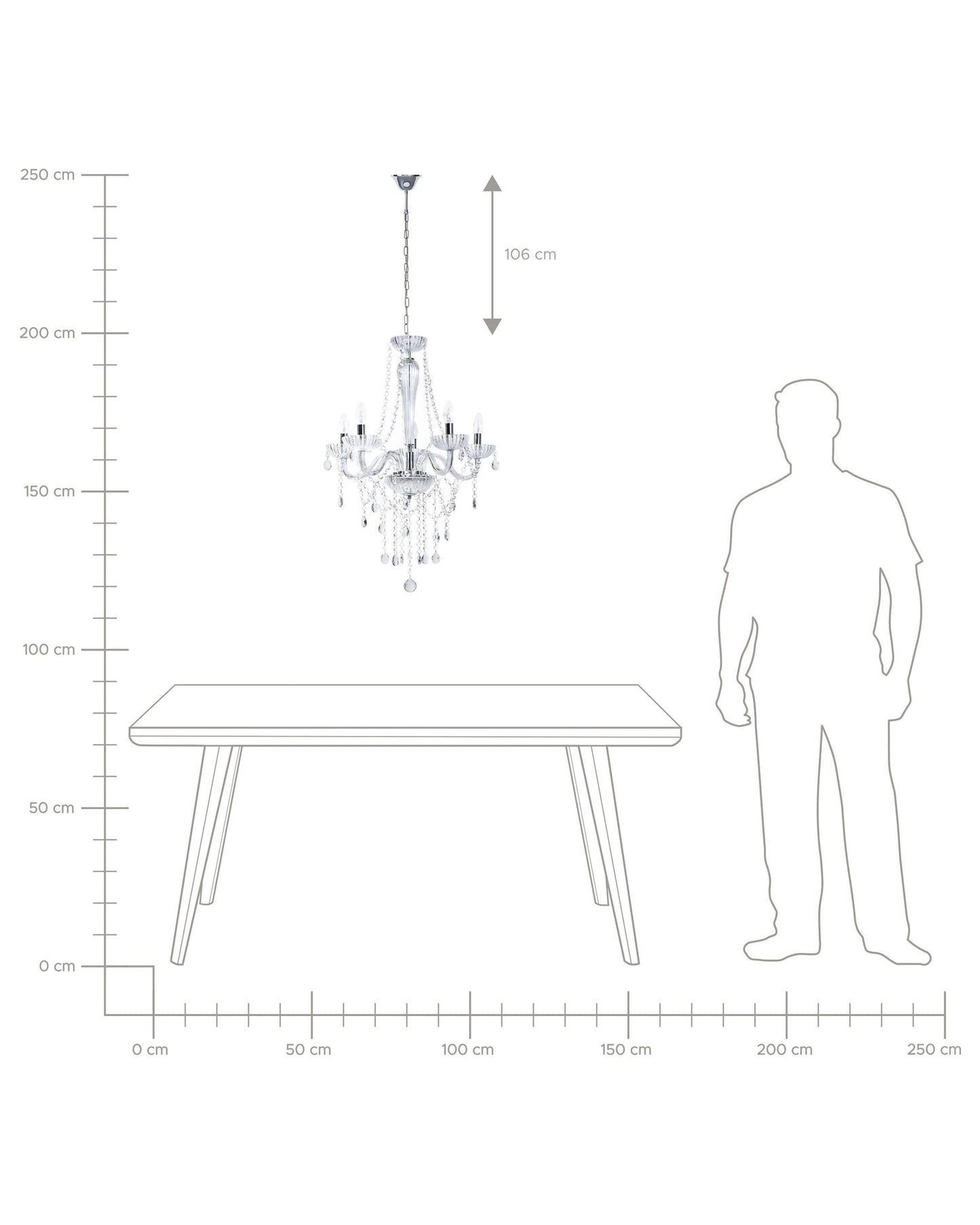  Chandelier LOCONE Crystal Silver