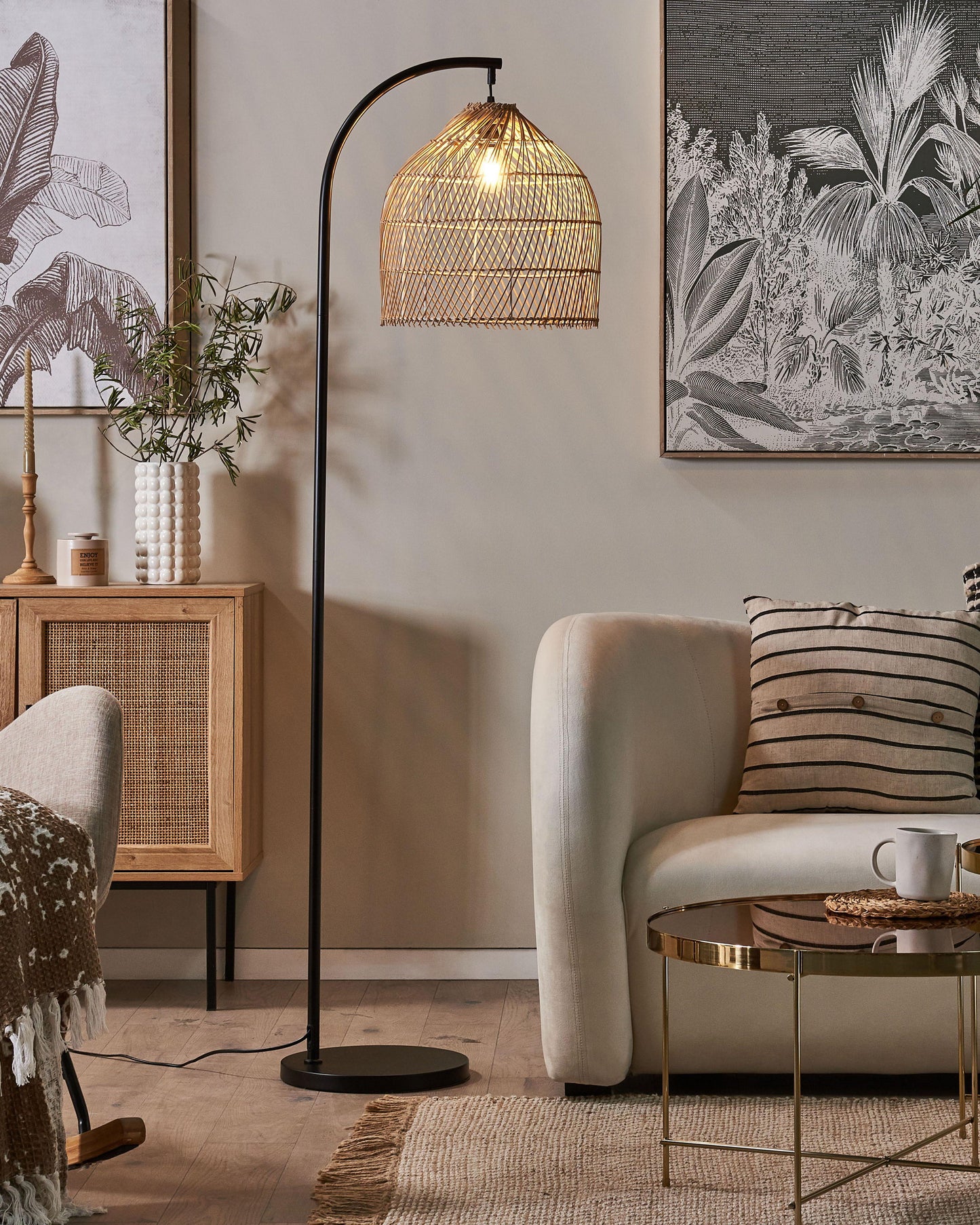  Floor Lamp BERNICA Rattan Natural