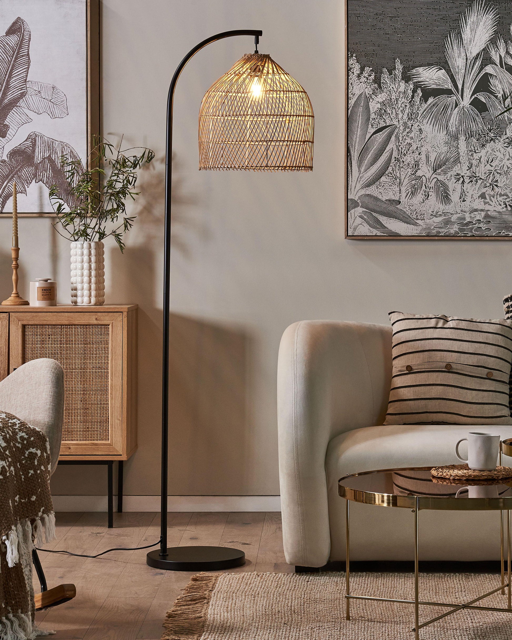  Floor Lamp BERNICA Rattan Natural