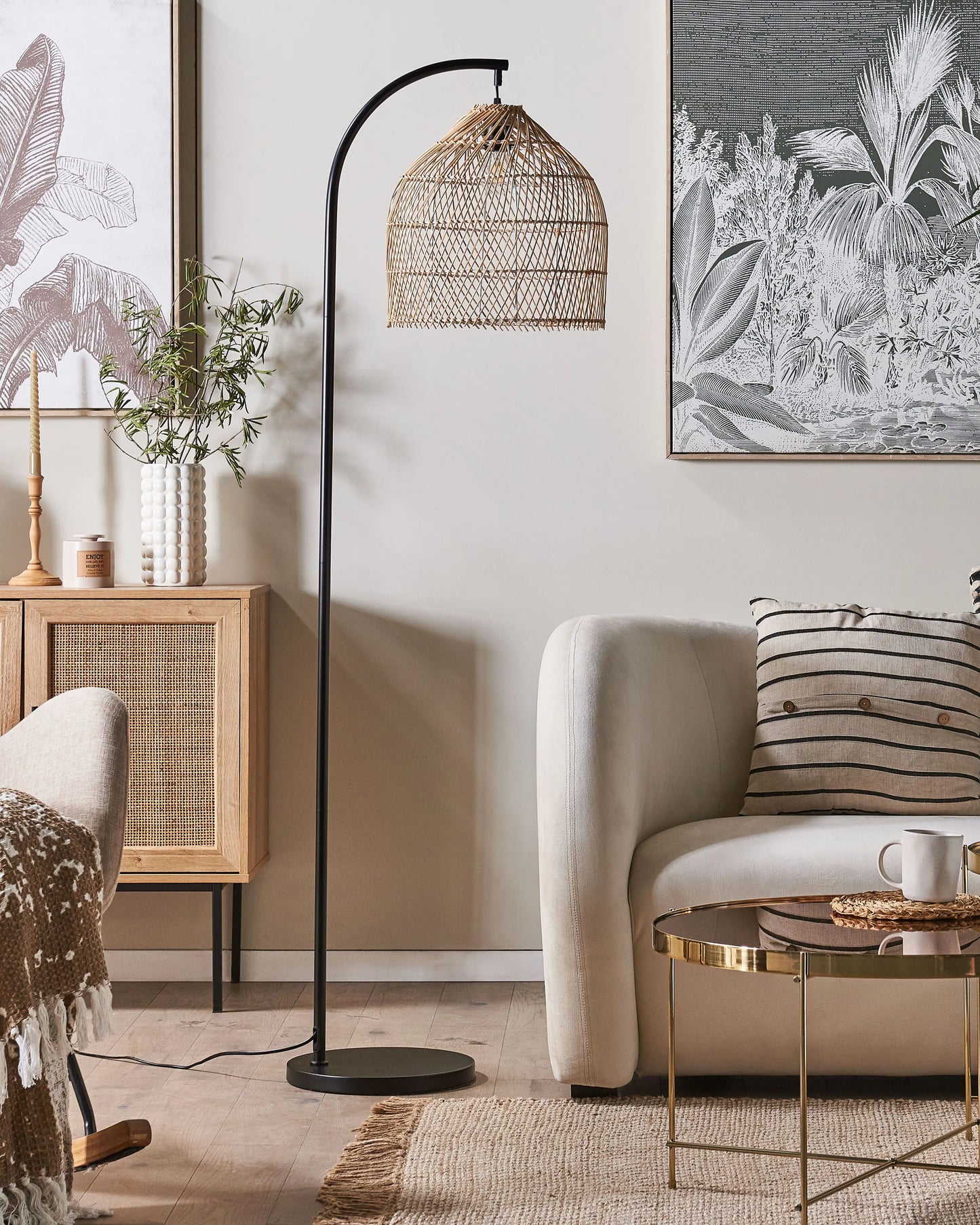  Floor Lamp BERNICA Rattan Natural