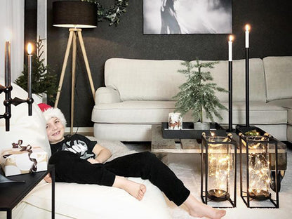  Floor Lamp NITRA Oak Wood Black
