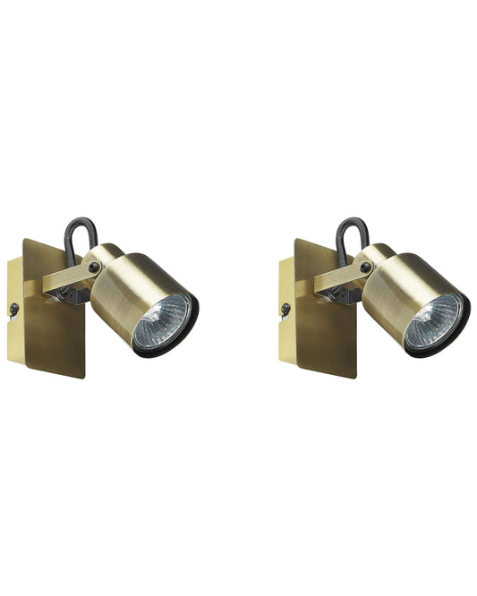  Set Of 2 Spotlight Lamps BONTE Adjustable Metal Brass
