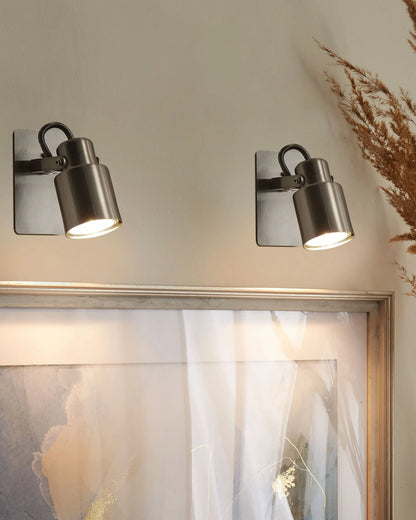  Set Of 2 Spotlight Lamps BONTE Adjustable Metal Silver