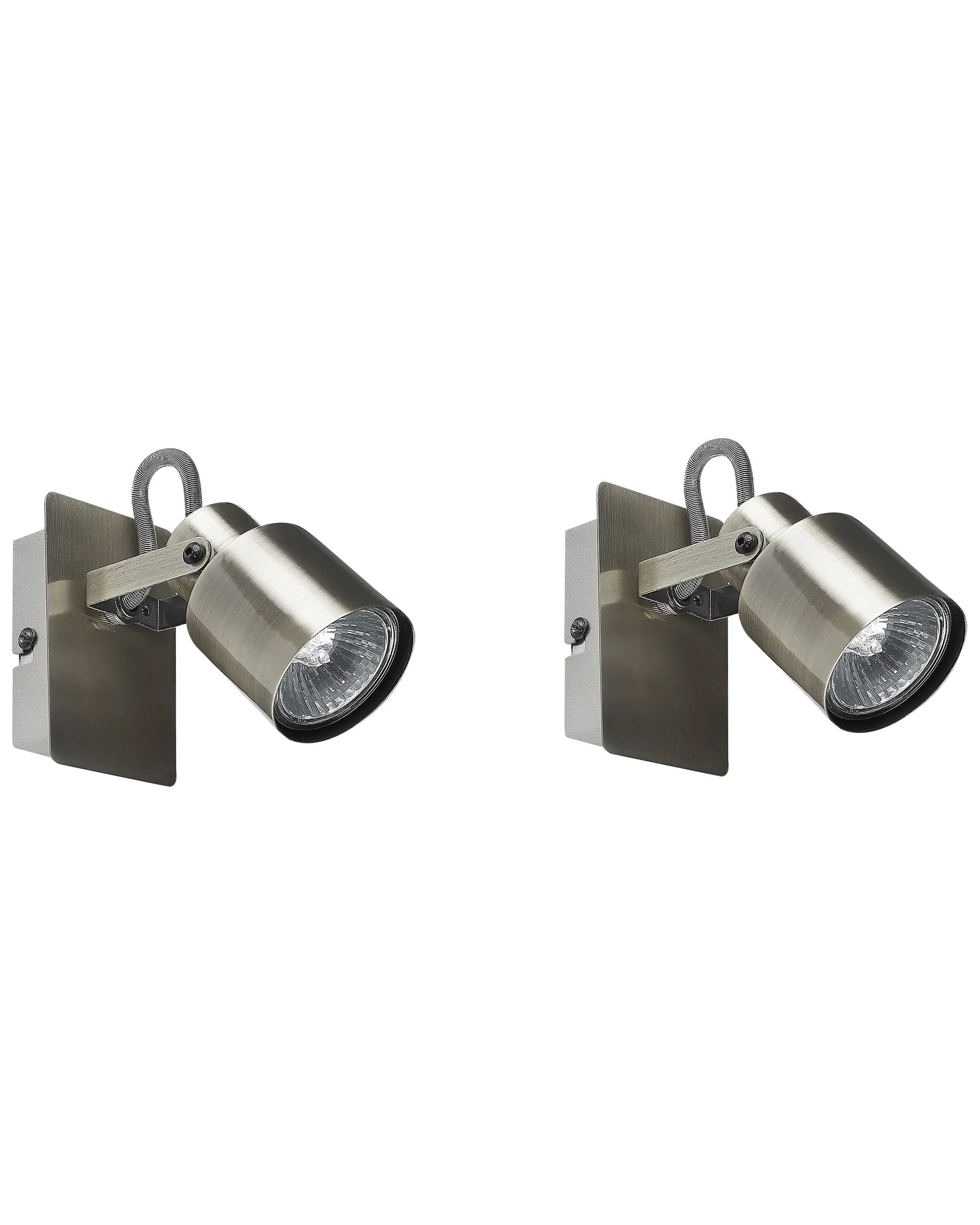  Set Of 2 Spotlight Lamps BONTE Adjustable Metal Silver