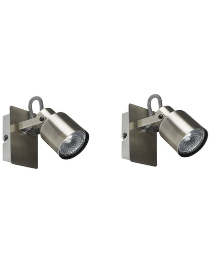 Set Of 2 Spotlight Lamps BONTE Adjustable Metal Silver