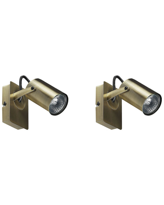  Set Of 2 Spotlight Lamps KLIP Adjustable Metal Brass