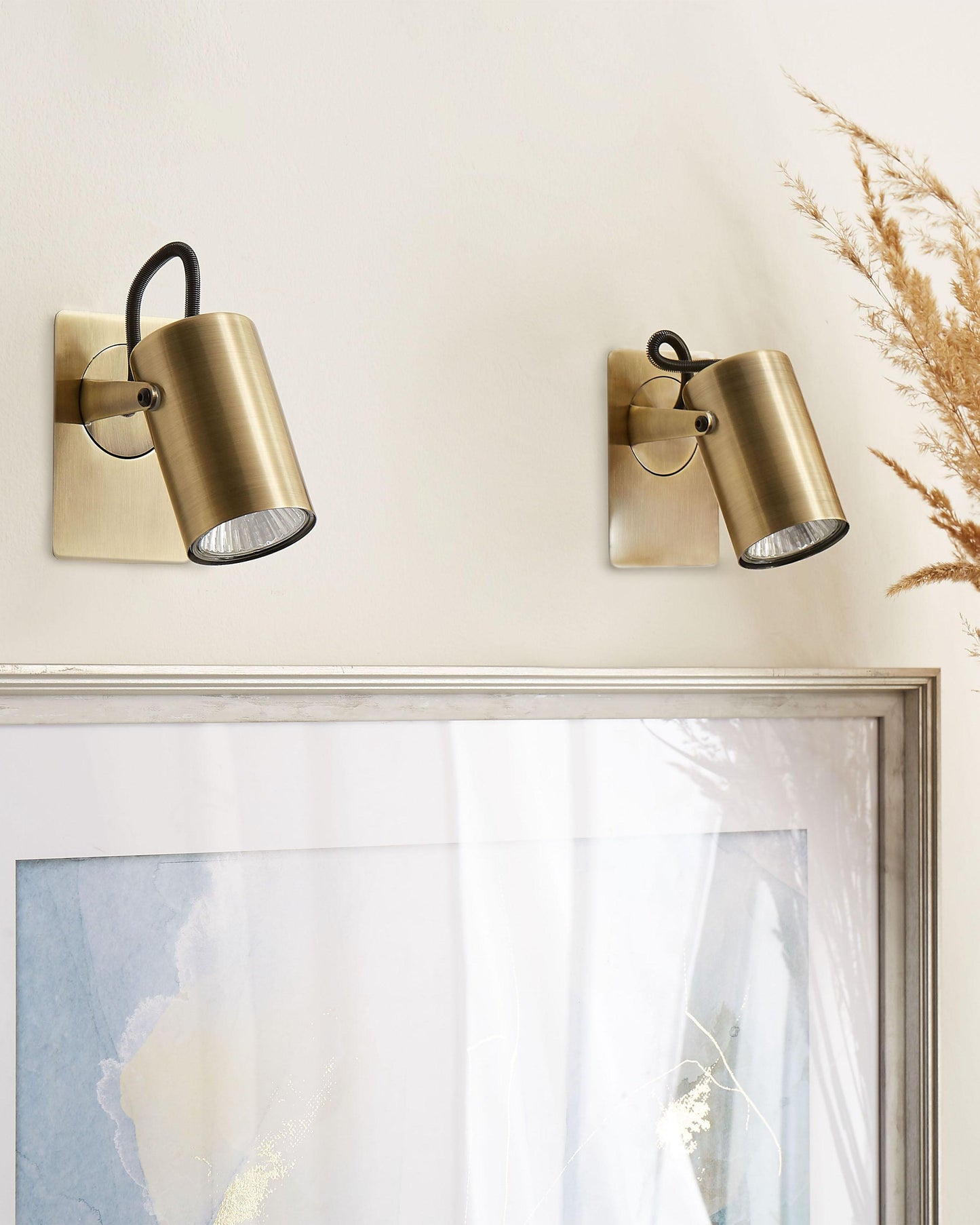  Set Of 2 Spotlight Lamps KLIP Adjustable Metal Brass