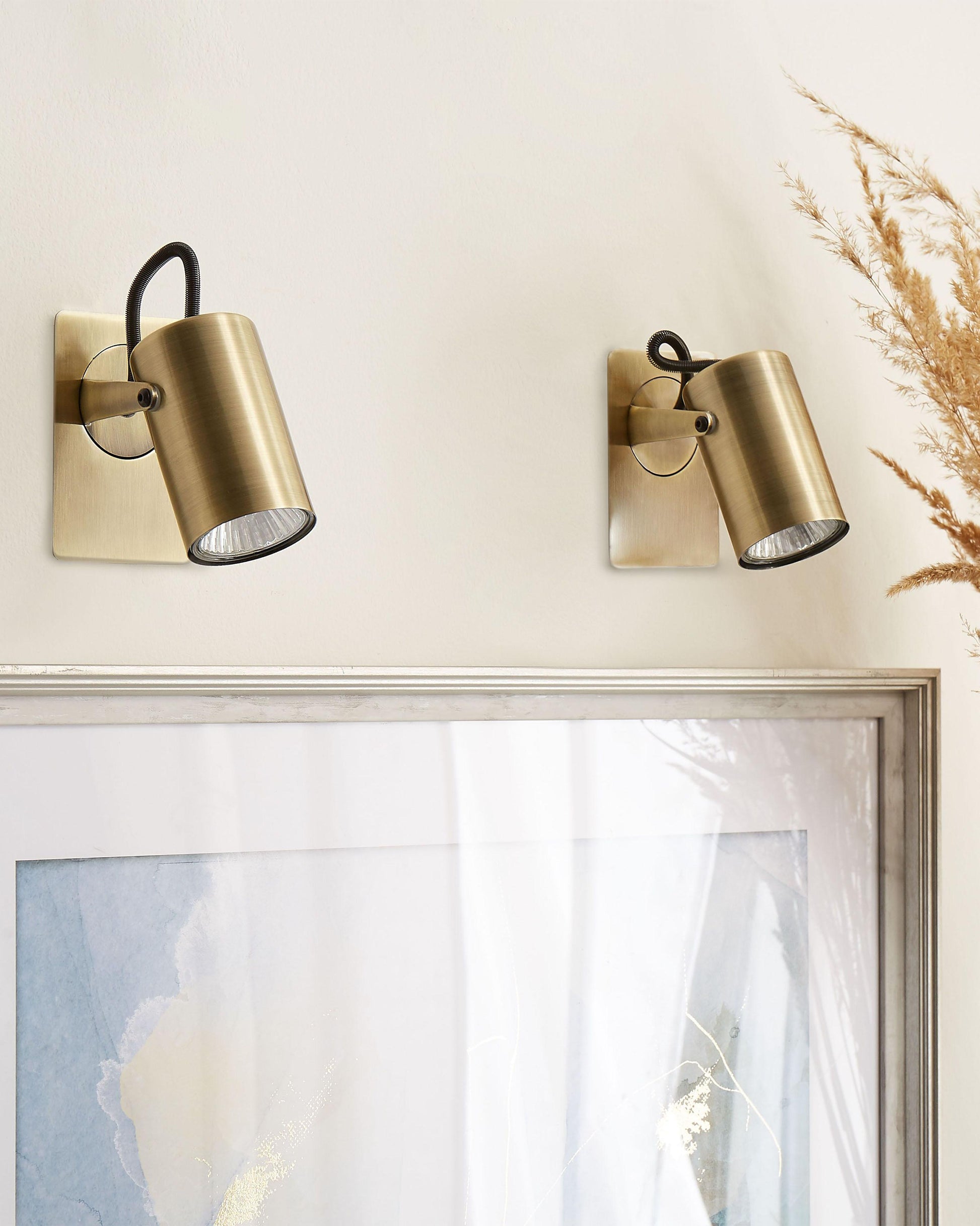  Set Of 2 Spotlight Lamps KLIP Adjustable Metal Brass