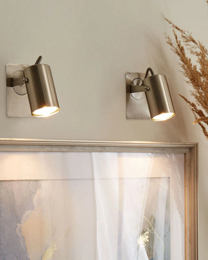  Set Of 2 Spotlight Lamps KLIP Adjustable Metal Silver